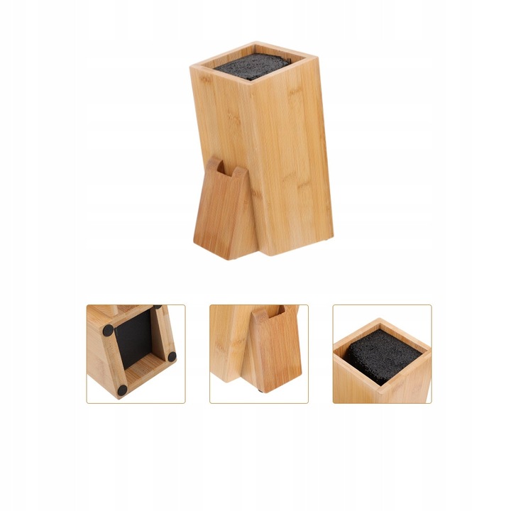 Kinghoff evőeszköztartó, 10,5x10,5x23cm, bambusz, 6 késhez