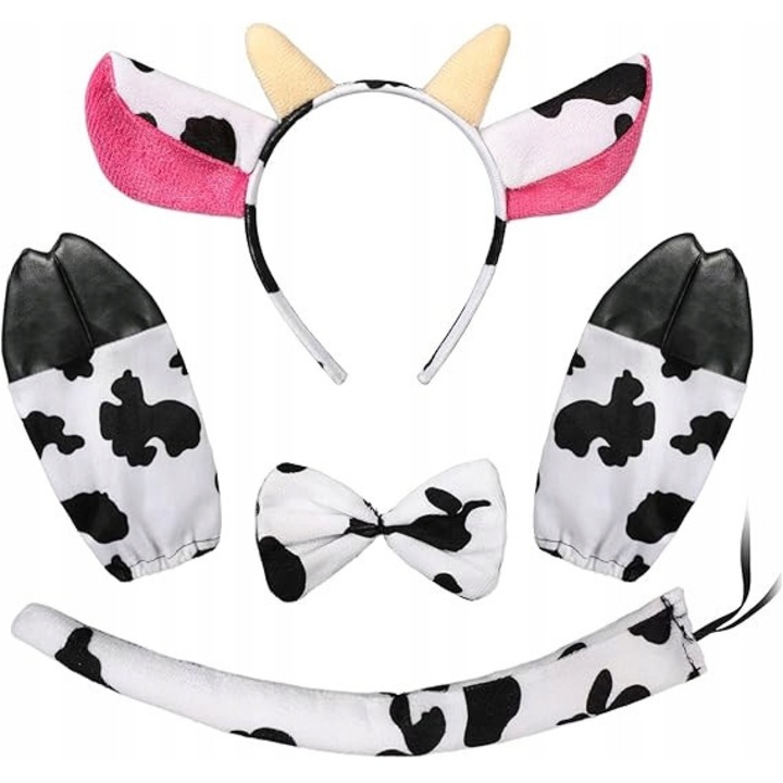Costum complet de Halloween, accesorii, masca vaca, set 5x