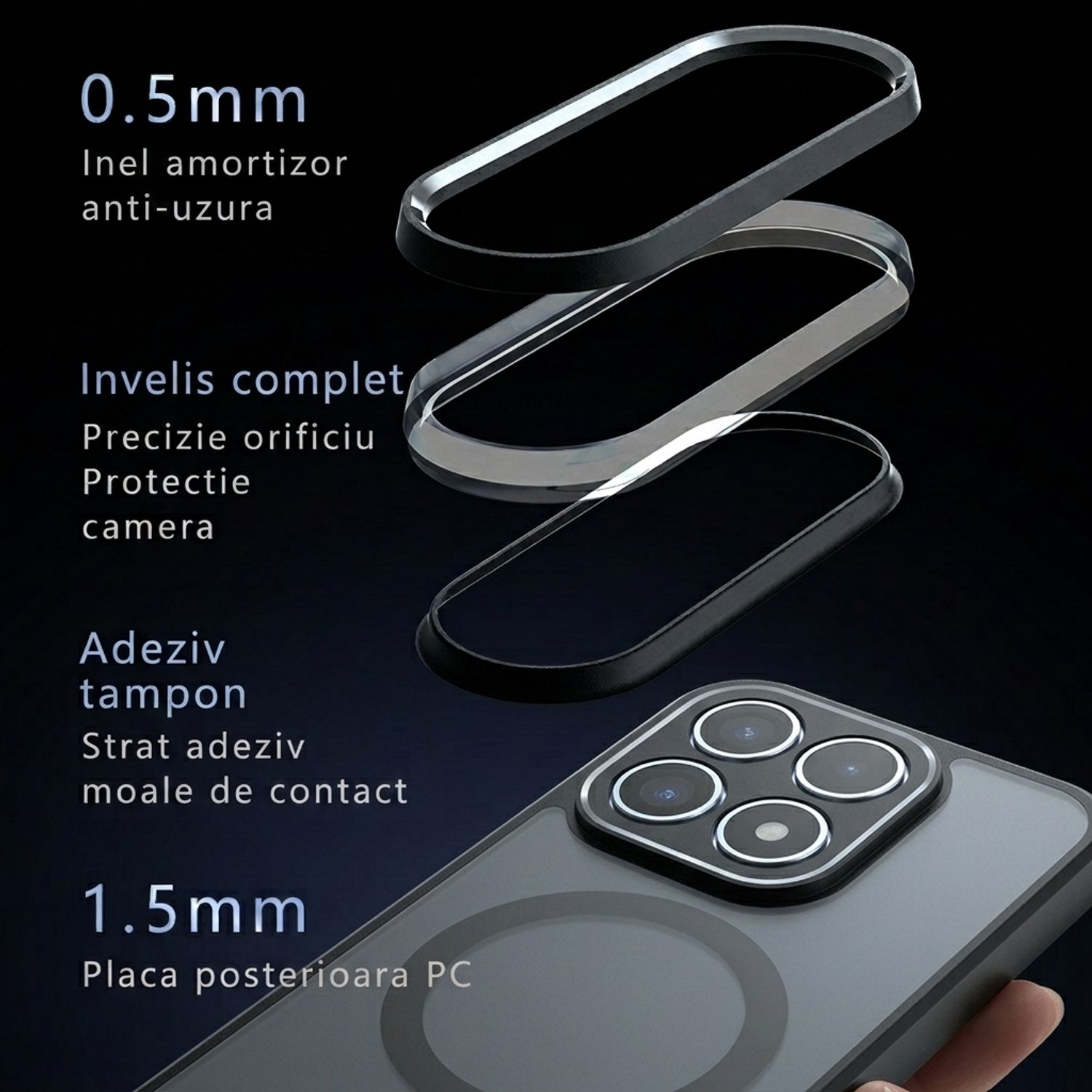 Husa pentru Xiaomi 17, compatibila MagSafe, Anti-Shock Protection, TPU, transparent/negru