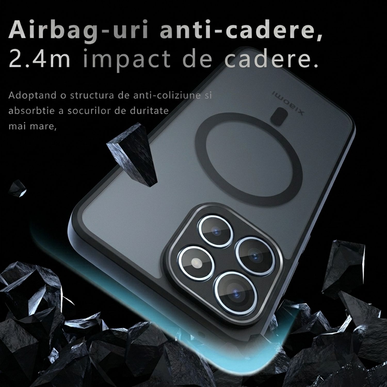 Husa pentru Xiaomi 17, compatibila MagSafe, Anti-Shock Protection, TPU, transparent/negru