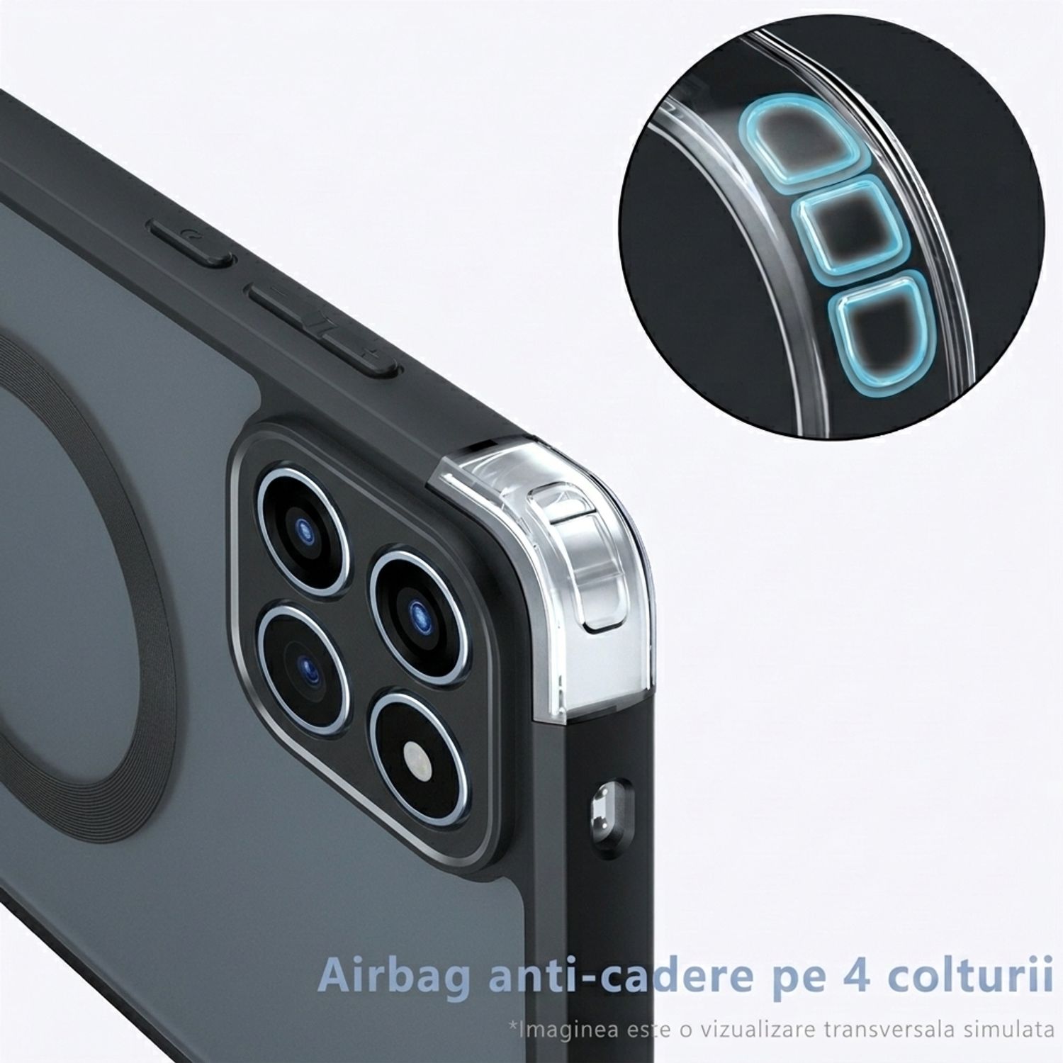 Husa pentru Xiaomi 17, compatibila MagSafe, Anti-Shock Protection, TPU, transparent/negru