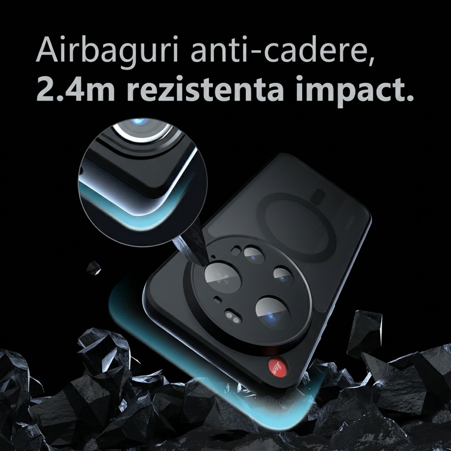Husa pentru Xiaomi 17 Ultra, compatibila MagSafe, Anti-Shock Protection, TPU, transparent/negru