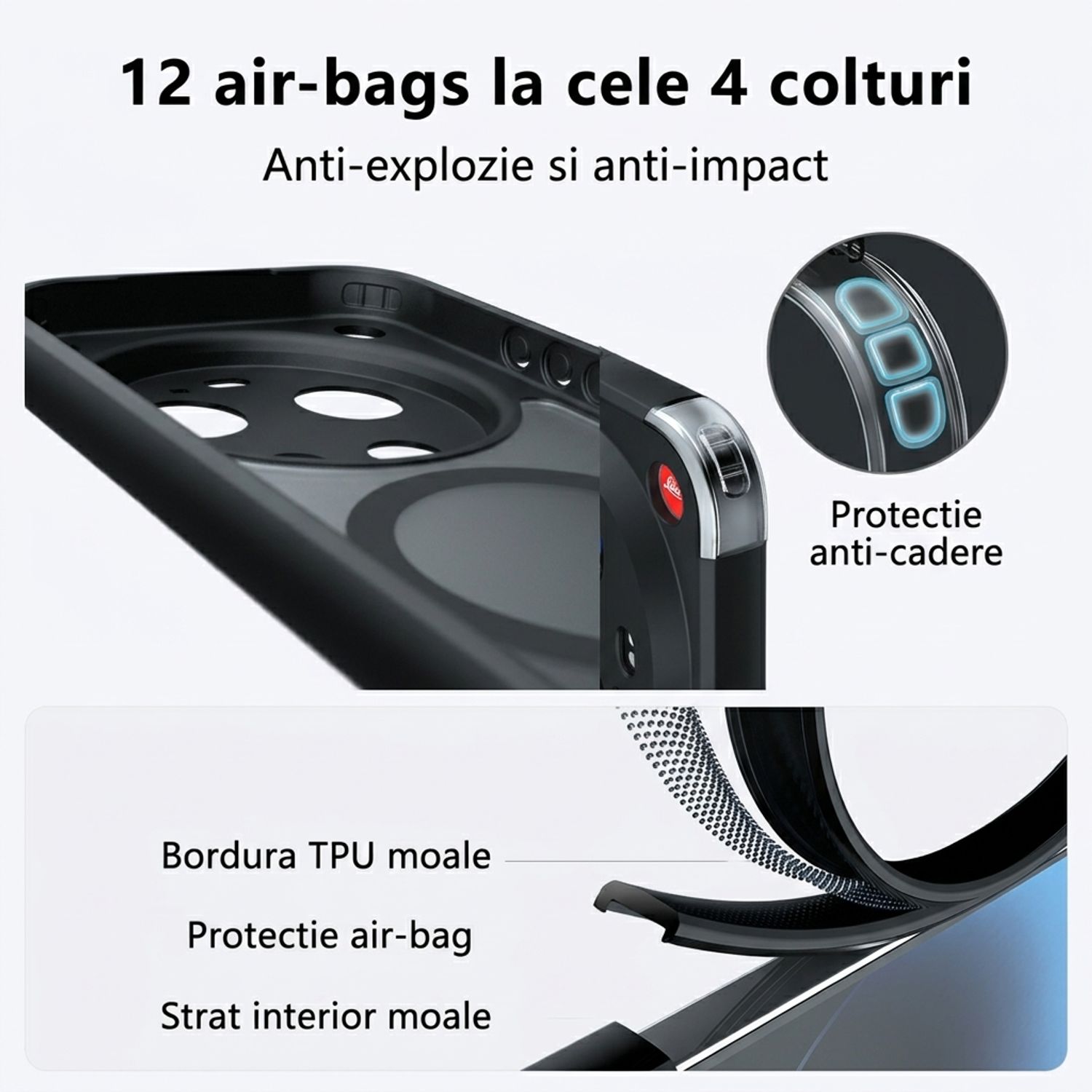 Husa pentru Xiaomi 17 Ultra, compatibila MagSafe, Anti-Shock Protection, TPU, transparent/negru