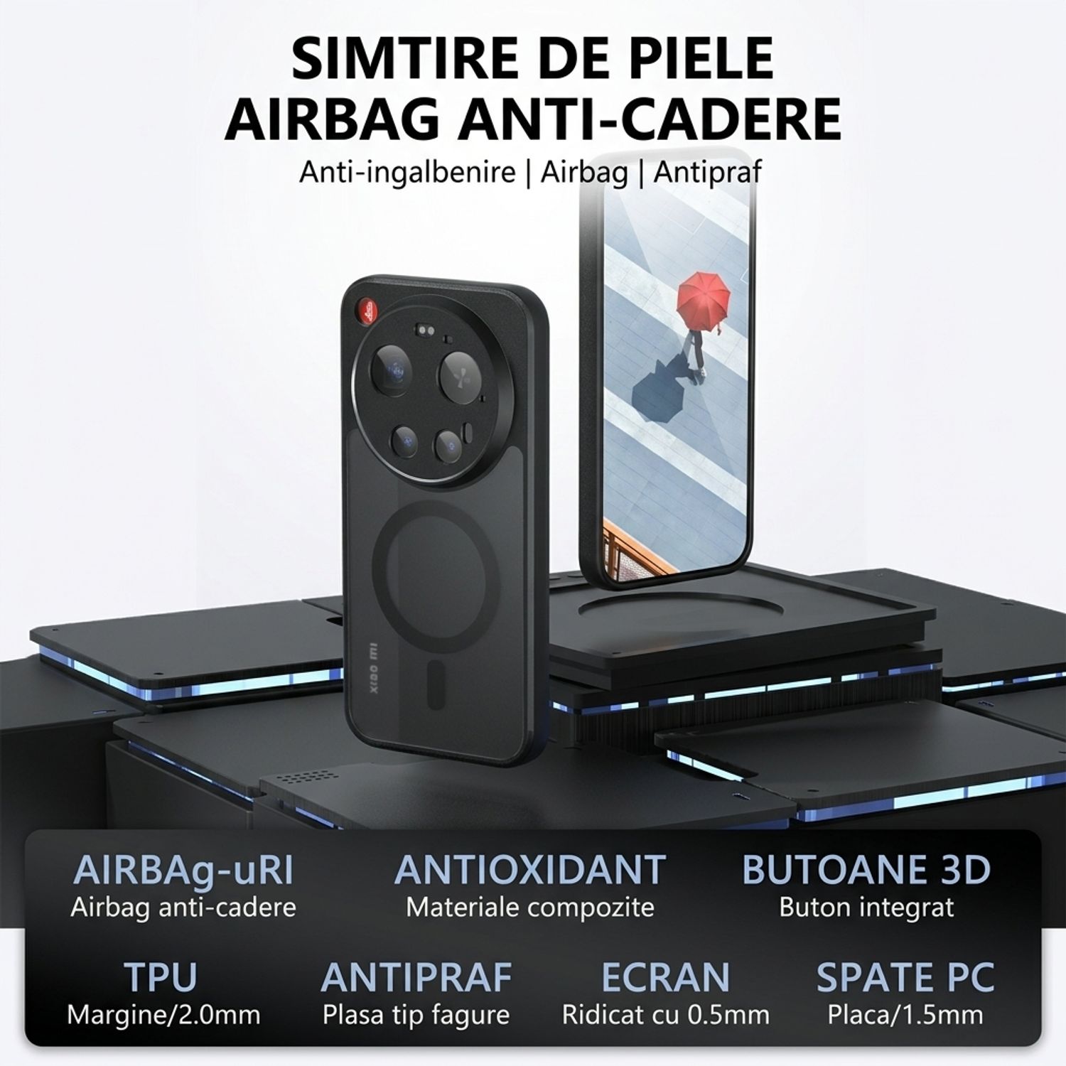 Husa pentru Xiaomi 17 Ultra, compatibila MagSafe, Anti-Shock Protection, TPU, transparent/negru