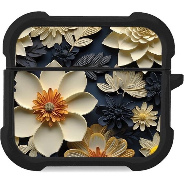 Sonique Husa silicon 3D Flower Series pentru AirPods 3, design floral, protectie impotriva zgarieturilor, multicolor