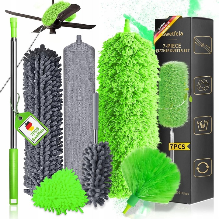 Perie pentru praf, Gri/Verde, 256cm