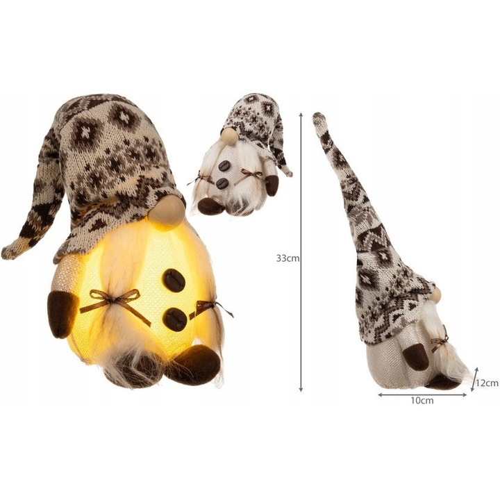 Skrzat decorativ cu iluminare LED, 33x10x12cm, multicolor, pentru Craciun