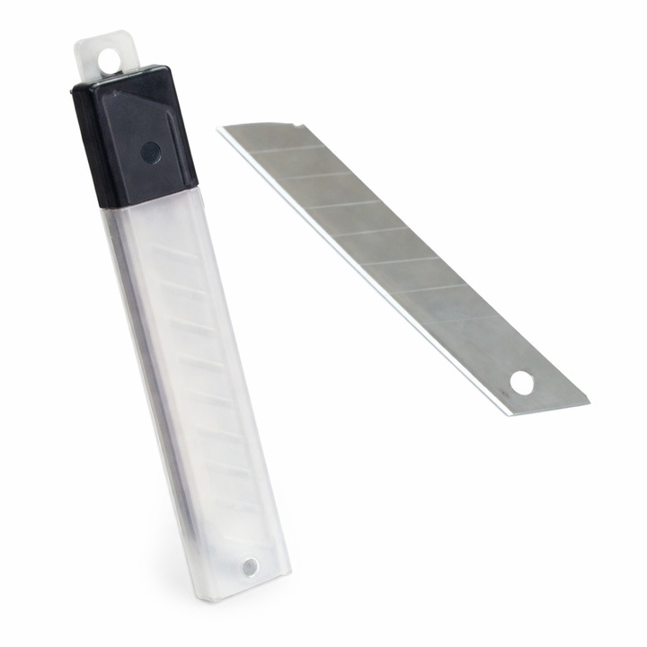 5 darabos vágókés penge készlet 9 mm 4OFFICE, szegmentált pengéjű univerzális késbetétek papírhoz, kartonhoz, fóliához, irodai vágókés pengék, 10 db/doboz