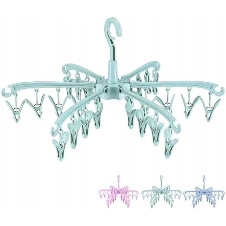 Suszator rufe Hengbird, pliabil cu 24 de clipsuri, rezistent la vant, dimensiuni compacte