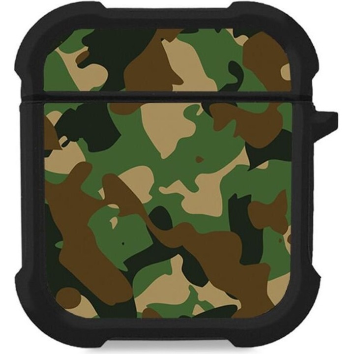 Sonique Husa silicon Camouflage Army pentru AirPods 1/2, Anticadere, Verde