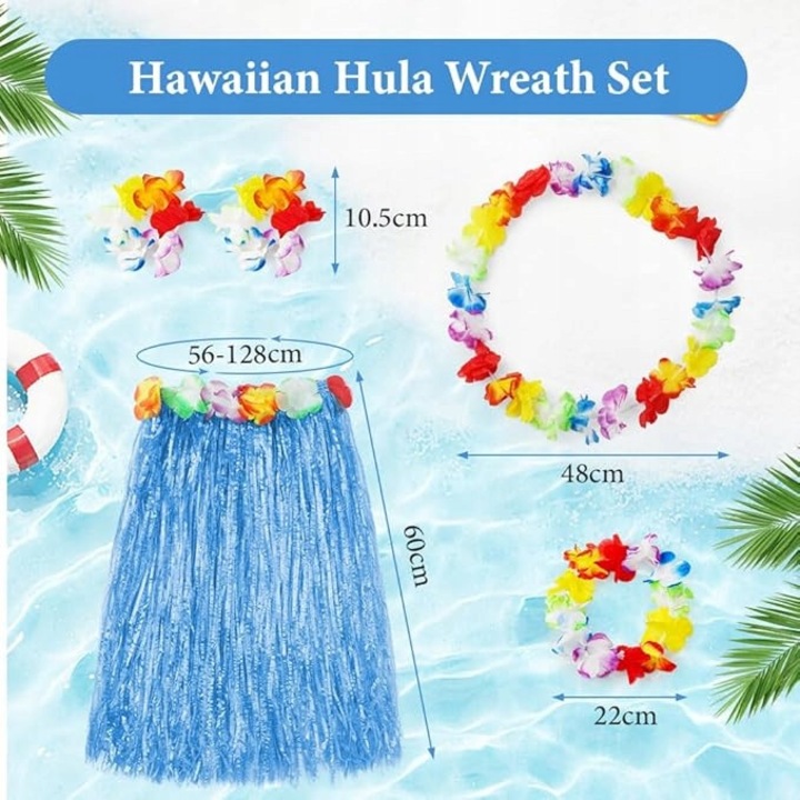 Costum hawaian, set masca si fusta, multicolor, pentru petrecere Halloween