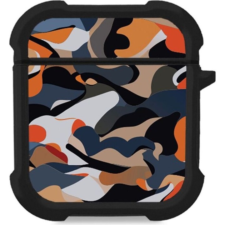 Sonique Theke Silikone Camouflage Army Series pentru AirPods 1/2, portocalie, protectie antisoc, design modern