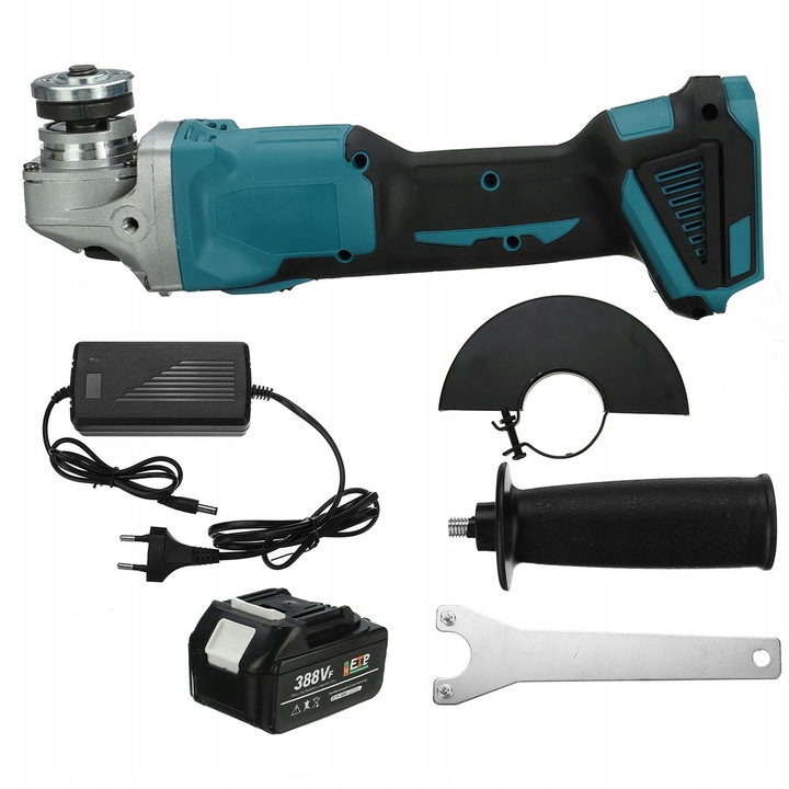 Polizor unghiular 18V, 800W, 125mm, albastru + negru, set complet