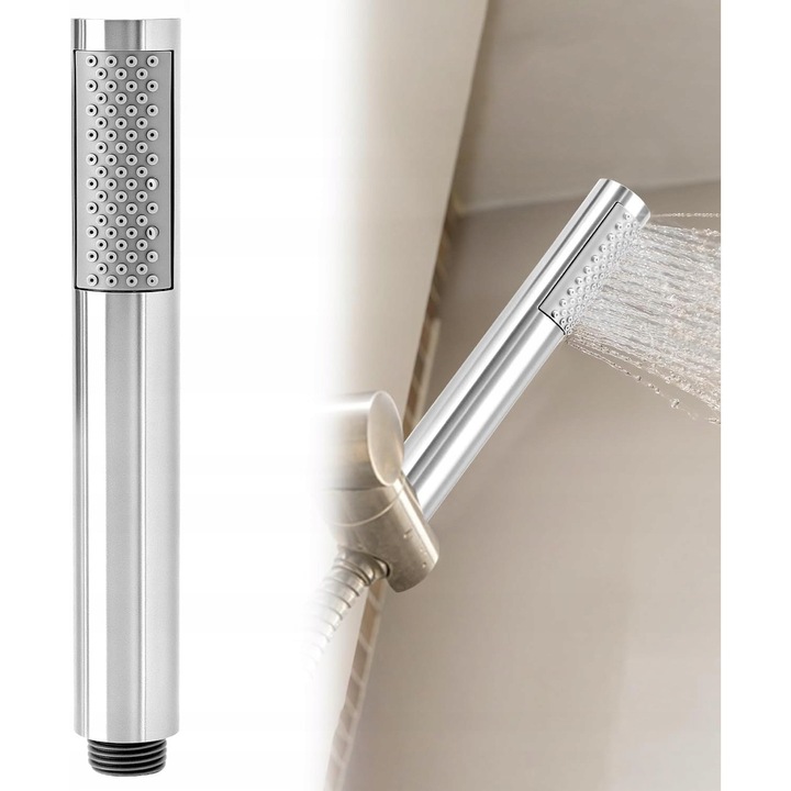 Dus cu maner din inox, 304, design cilindric, montare usoara, G1/2, cromat