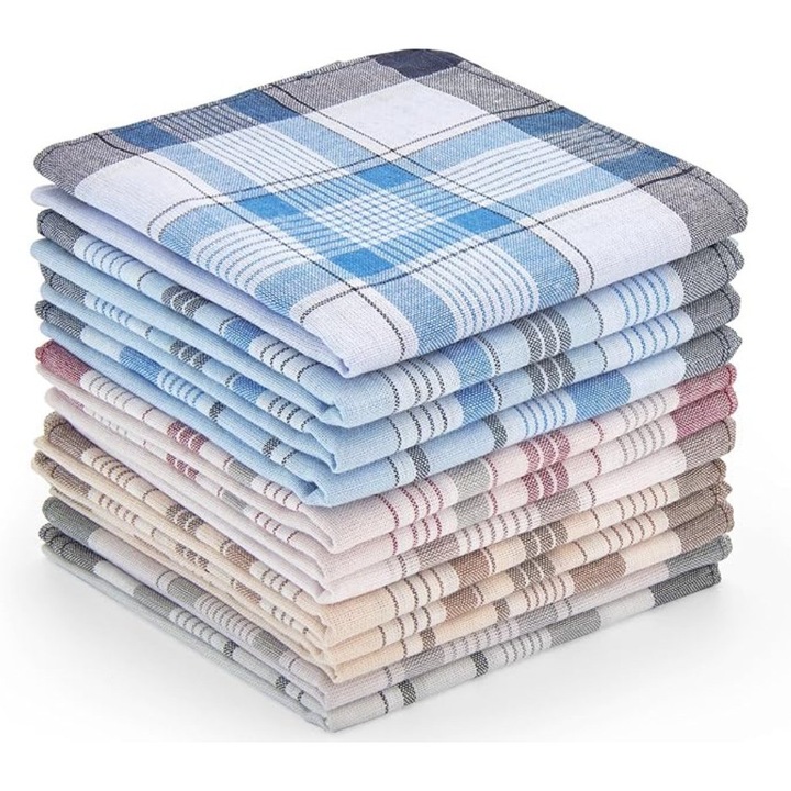 12 darab batiszt férfi zsebkendő, pamut, klasszikus