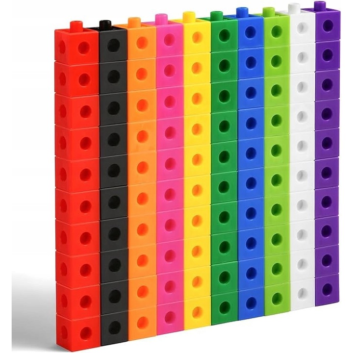 Set 100 cuburi Colorate pentru Invatarea Numararii, Multicolor