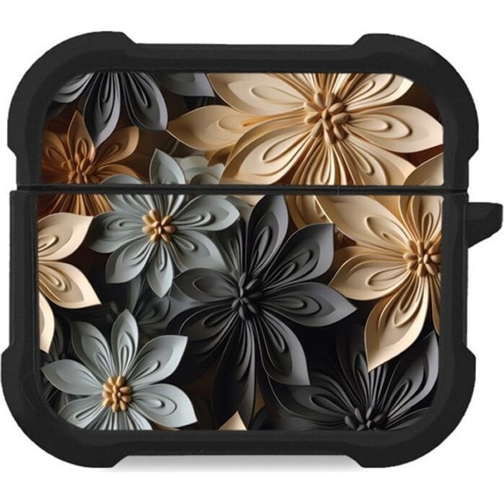 Sonique, silicon, 3D Flower Series pentru AirPods, design floral, protectie impotriva zgarieturilor, multicolor