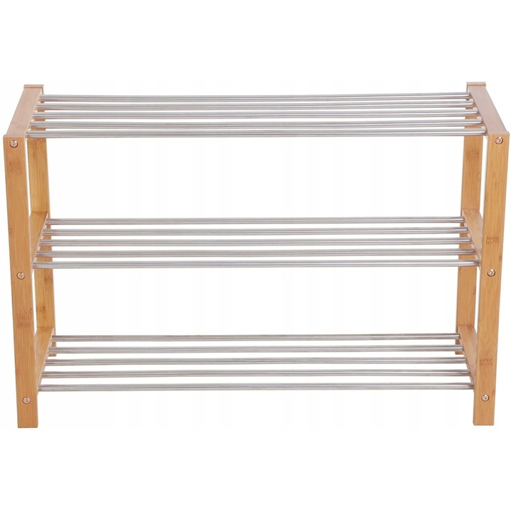 Songmics cipősszekrény, 80x50x30cm, fehér, 3 szintes, bambusz anyagból