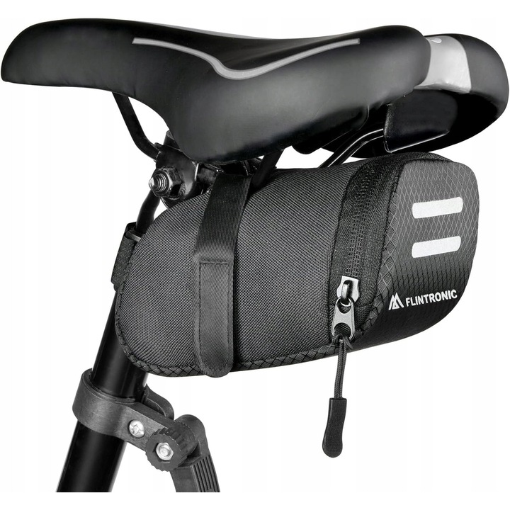 Geanta sub sa pentru bicicleta, Flintronic, waterproof, neagra, dimensiuni compacte