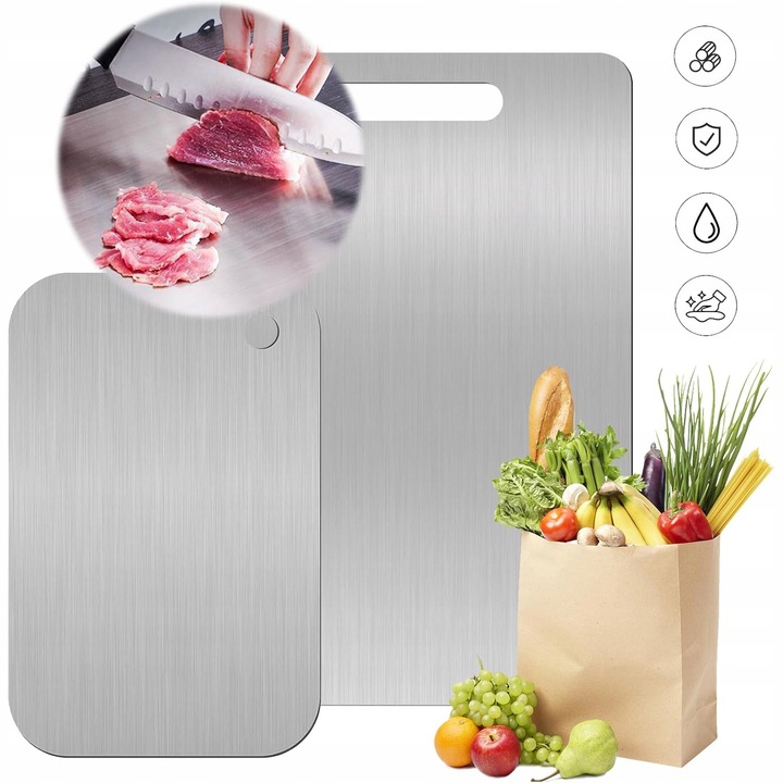 Set 2 tocatoare de bucatarie din otel inoxidabil, argintii, 33x23,5cm si 23,5x14,5cm