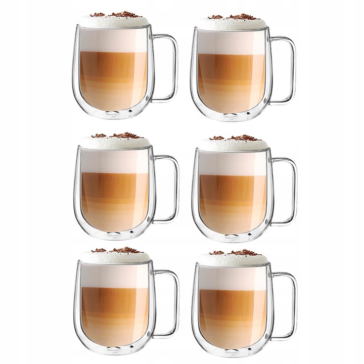 Set 6 cani termice Altom Design 300 ml, sticla borosilicata, 10x11cm