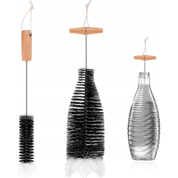 Set 2 perii rotative pentru curatarea sticlelor, 33cm, ideale pentru SodaStream, materiale rezistente, design ergonomic