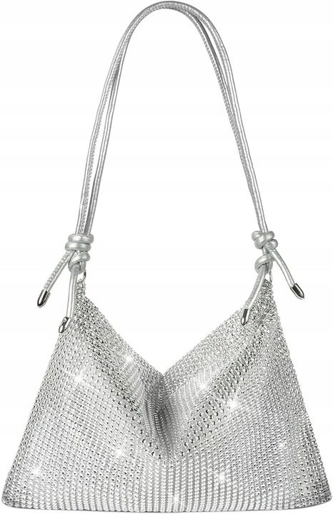 Ezüst színű női válltáska, 21x18.5cm, elegáns szett különleges alkalmakra