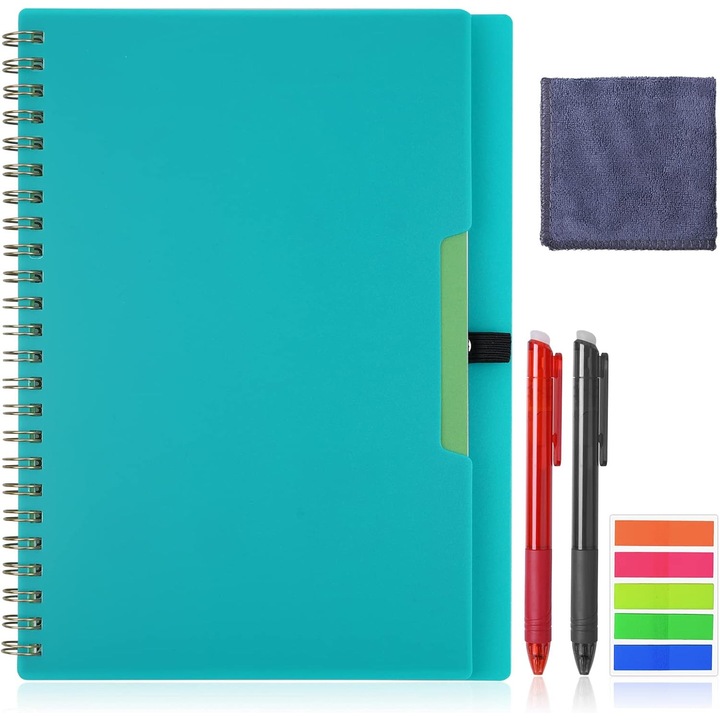 Caiet inteligent reutilizabil A5, 50 foi, 2 markere, microfibra