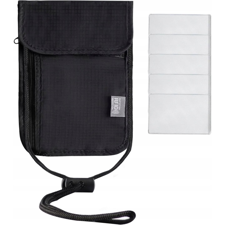 Férfi lopásgátló táska, vízálló, RFID jelblokkolás, fekete, 20,3x14,2cm