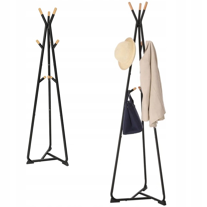 Cuiere metalic MUFART, negru, 9 carlige, 49x49x172cm