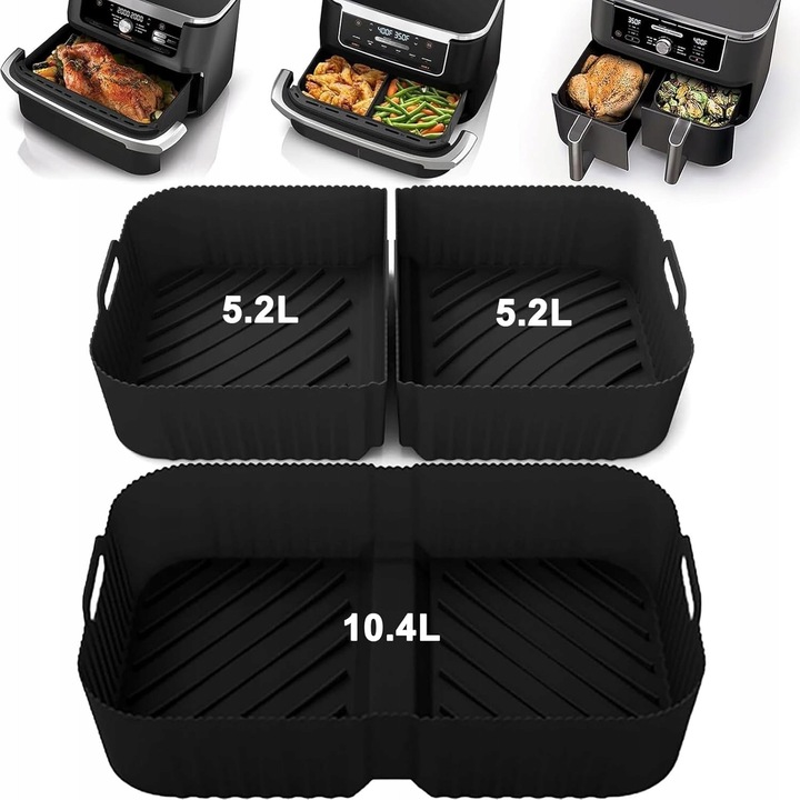 Set 3x accesorii din silicon pentru friteuza Ninja, 17cm, negru, usor de curatat