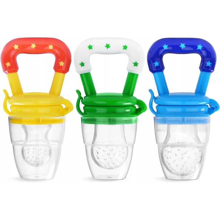 Set 3 Suzeta Silicon pentru Bebelusi, Vicloon, pentru Ofrande de Fructe si Legume, Usor de Utilizat, Fara BPA