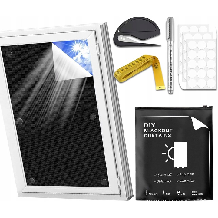 Roleta magnetica de intunecare, 140x150cm, material Oxford, montaj fara gaurire, multifunctionala