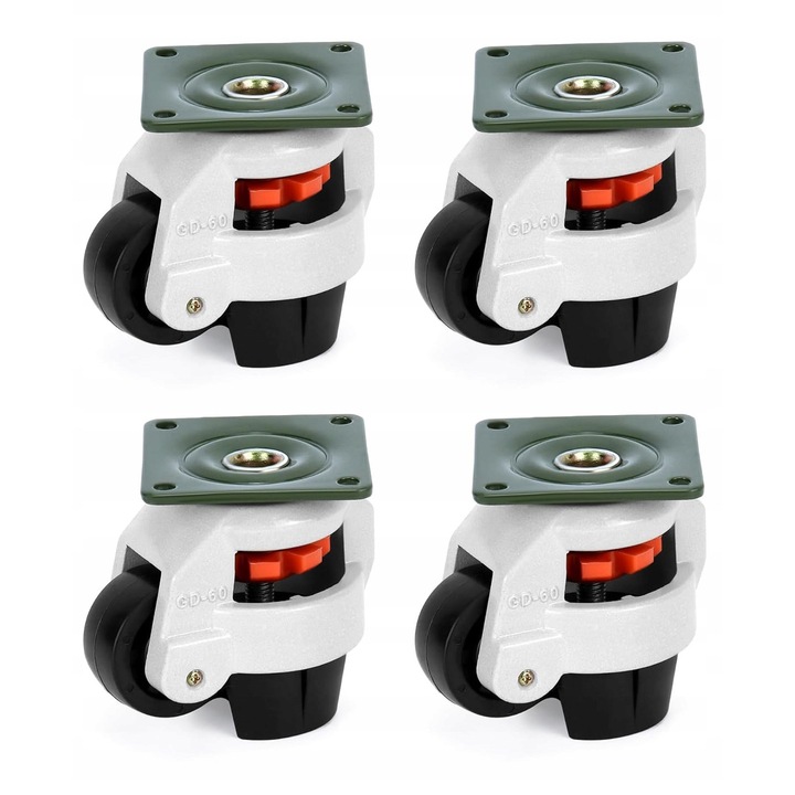 Set 4 roti transportoare metalice, capacitate 500kg, rotative, pentru atelier