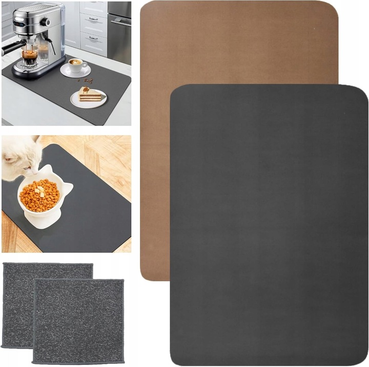 Set 2 covorase de scurgere suport pentru espressor, negru/maro