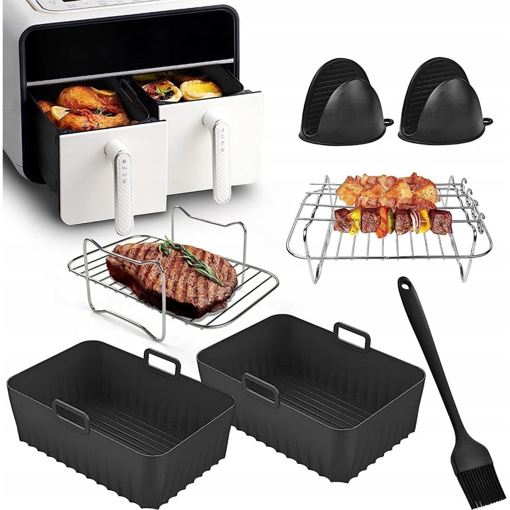 Set accesorii pentru friteuza fara ulei, ruszt, forme, pensule