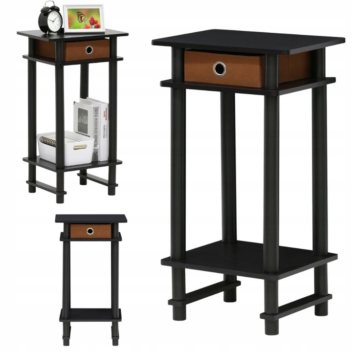 Stolik noptiere din lemn, espresso, 1 suflada, 1 polita, 40,1x70,4x30cm