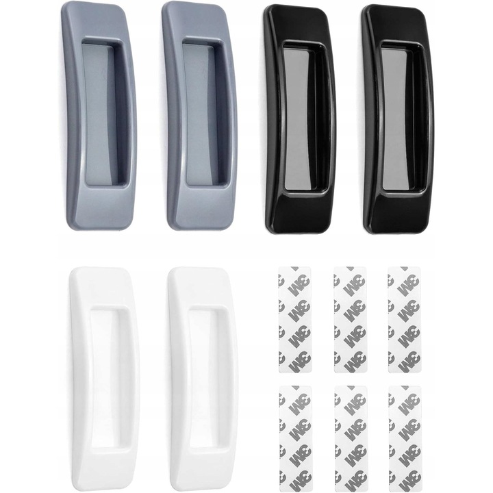 Set 6 manere pentru usi glisante, Qwork, plastic, negru, alb, gri