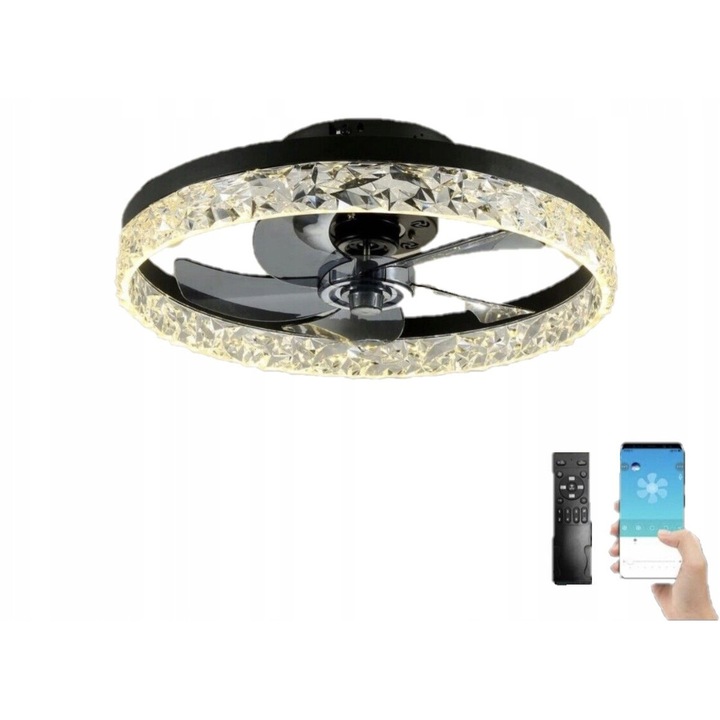 Полилей с вентилатор, черен, 40W, 6 режима, размер 10-20м2