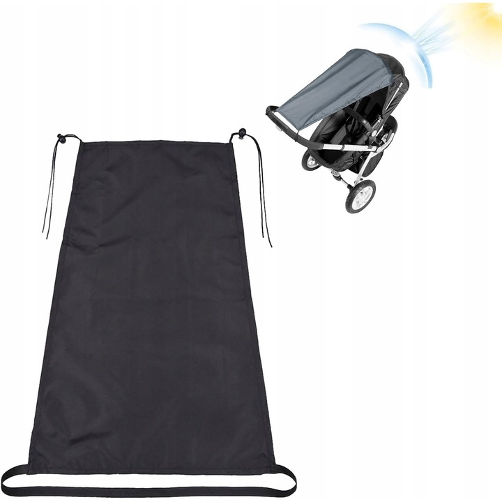Parasolar pentru carucior, negru, material textil, montaj usor