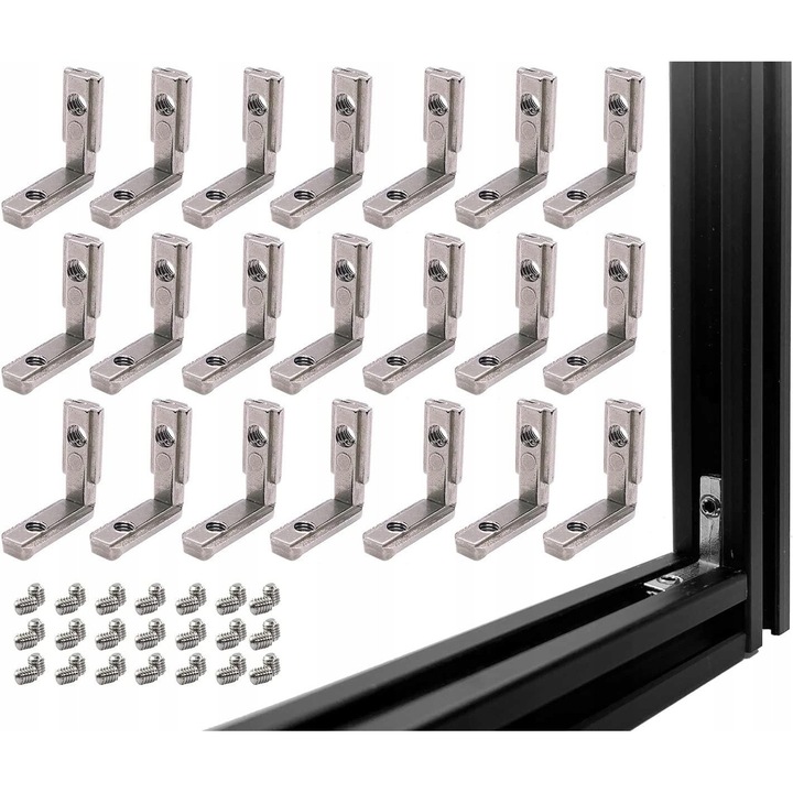 Sarokcsatlakozó készlet alumínium profilokhoz, 60 db, nagy szilárdságú, könnyen szerelhető