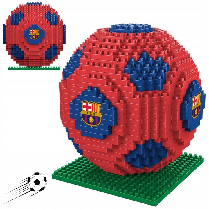 Set de constructie minge 3D Atletico Madryt, 696 piese, rosie, 10x9x9cm