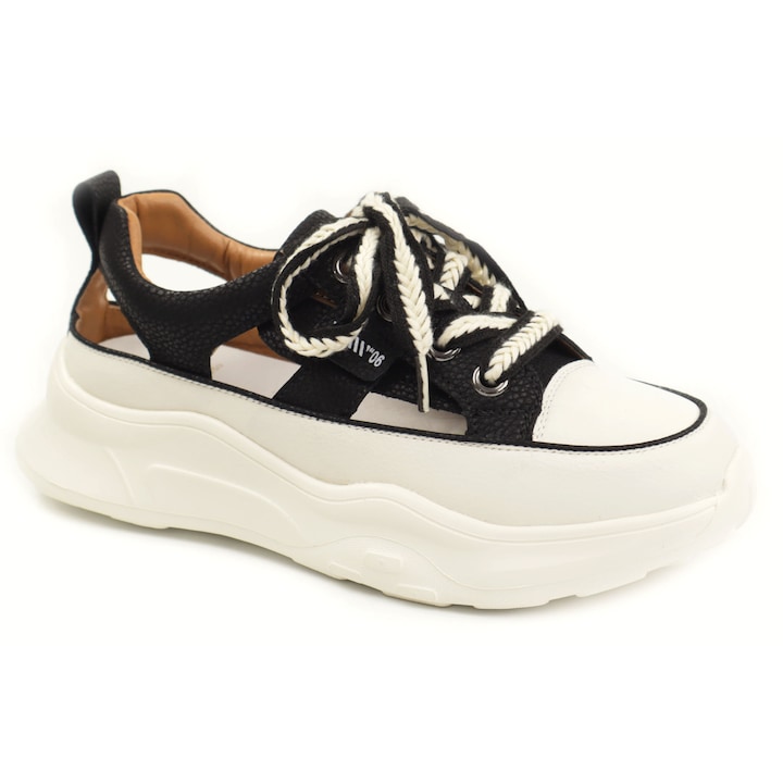 Pantofi dama decupati piele naturala 208, Negru