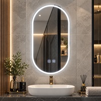 Oglinda LED Ovala, 50x80cm, MotionGlow, Sistem Dezaburire, Ceas & Termometru, Dimabila