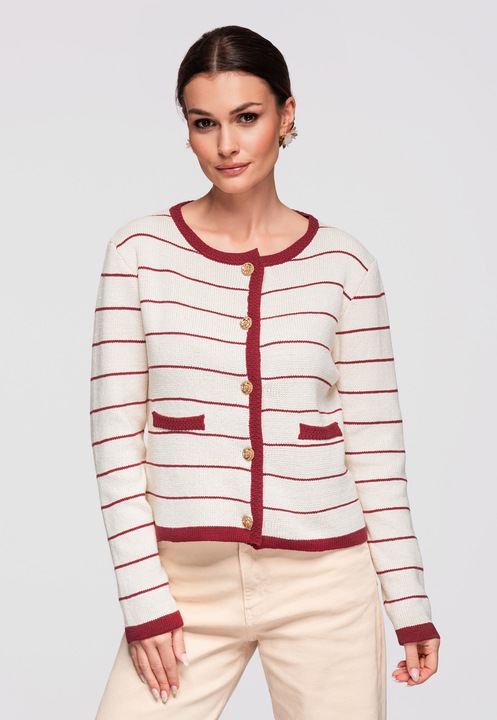 Cardigan din bumbac si acril LARICA OW-SWCD-0101, Bordeaux
