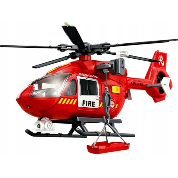 Elicopter de jucarie, QULKI, cu lumini LED si sunete, rosu, 30x15x10cm