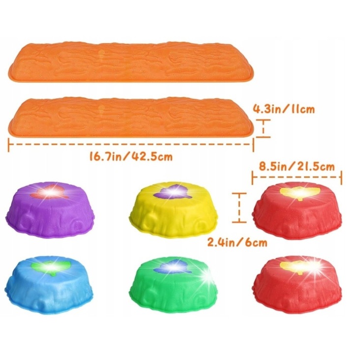 6 db egyensúlyozó kő készlet, interaktív játék gyerekeknek, csúszásmentes, környezetbarát műanyag, 1-8 év, többszínű