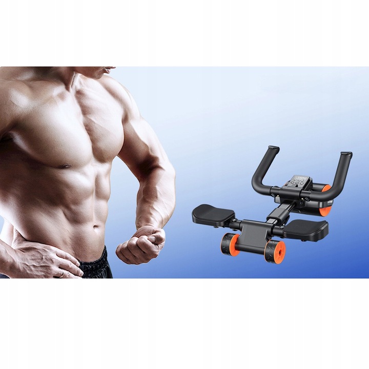 Rola de exercitii pentru abdomen, 500 lbs, negru-portocaliU, cu saltea de genunchi