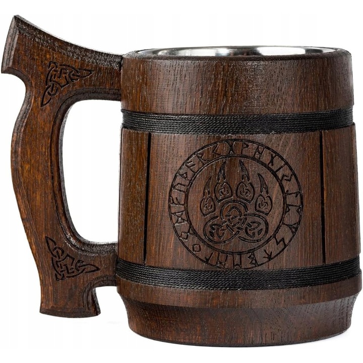 Kézzel készített fából készült vödör, 11,5x11,5x16cm, barna