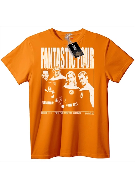 Tricou Fantastic Four, Portocaliu, 6XL